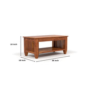 Questorin Sheesham Wood Coffee Table with Open Storage (Honey Finish)