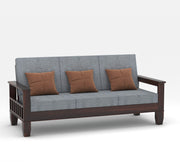 Ylthor 6 Seater Solid Wood Sofa (Walnut Finish)