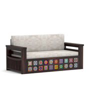 Gexorian Sheesham Wood 3 Seater Sofa Bed With Storage (Walnut Finish)
