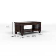 Questorin Sheesham Wood Coffee Table with Open Storage (Walnut Finish)