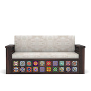 Gexorian Sheesham Wood 3 Seater Sofa Bed With Storage (Walnut Finish)