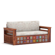 Gexorian Sheesham Wood 3 Seater Sofa Bed With Storage (Honey Finish)