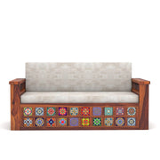 Gexorian Sheesham Wood 3 Seater Sofa Bed With Storage (Honey Finish)