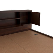 Melvior Sheesham Wood Queen Size Bed with Box Storage and Cushioned Detailing (Walnut Finish)