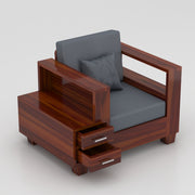 Zephorin 1 Seater Solid Wood Sofa (Honey Finish)
