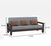 Ylthor 6 Seater Solid Wood Sofa (Walnut Finish)