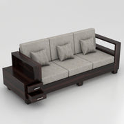 Zephorin 3 Seater Solid Wood Sofa (Walnut Finish)