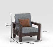 Ylthor 6 Seater Solid Wood Sofa (Walnut Finish)