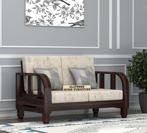 Xenthor 2 Seater Solid Wood Sofa (Walnut Finish)