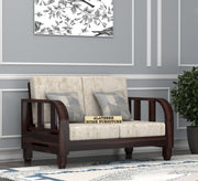 Xenthor 2 Seater Solid Wood Sofa (Walnut Finish)