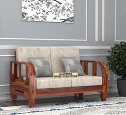 Xenthor 2 Seater Solid Wood Sofa (Honey Finish)