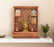 Thalvion Sheesham Wood Home Temple (Honey Finish)