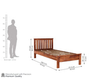 Quentis Sheesham Wood Single Bed Without Storage (Honey Finish)