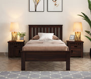 Quentis Sheesham Wood Single Bed Without Storage (Walnut Finish)