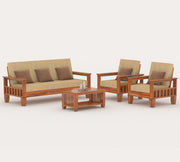 Ylthor 5 Seater Solid Wood Sofa (Honey Finish)