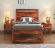 Ivaryn Sheesham Wood Single Bed Without Storage (Honey Finish)