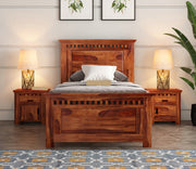 Luveris Sheesham Wood Single Bed Without Storage (Honey Finish)