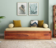 Elthorn Sheesham Wood Storage Divan with Mattress (Honey Finish)