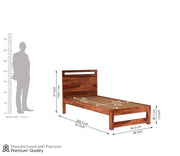 Ivaryn Sheesham Wood Single Bed Without Storage (Honey Finish)