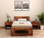 Eldorin Sheesham Wood Single Bed Without Storage (Honey Finish)