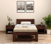 Eldorin Sheesham Wood Single Bed Without Storage (Walnut Finish)
