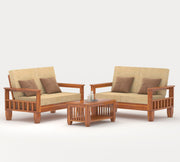 Ylthor 4 Seater Solid Wood Sofa (Honey Finish)