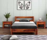 Silvorn Sheesham Wood Single Bed Without Storage (Honey Finish)