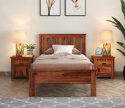 Quentis Sheesham Wood Single Bed Without Storage (Honey Finish)