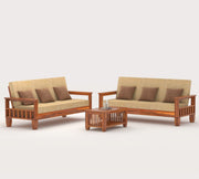 Ylthor 3+3 Seater Solid Wood Sofa (Honey Finish)