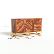 Yevrin Sheesham Wood Cabinet and Sideboard (Honey Finish)