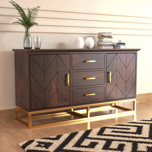 Ralvinor Sheesham Wood Cabinet and Sideboard (Walnut Finish)