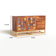 Xenthoris Sheesham Wood Cabinet and Sideboard (Honey Finish)