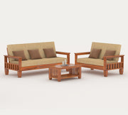 Ylthor 3+2 Seater Solid Wood Sofa (Honey Finish)