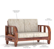 Xenthor 2 Seater Solid Wood Sofa (Honey Finish)