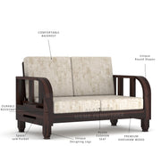 Xenthor 4 Seater Solid Wood Sofa (Walnut Finish)