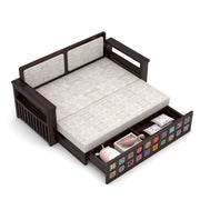 Gexorian Sheesham Wood 3 Seater Sofa Bed With Storage (Walnut Finish)