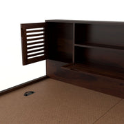 Melvior Sheesham Wood Queen Size Bed with Box Storage and Chip Detailing (Walnut Finish)