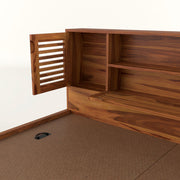 Melvior Sheesham Wood King Size Bed with Box Storage and Chip Detailing (Honey Finish)