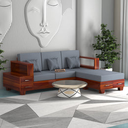 Zephorin 4 Seater Solid Wood Sofa (Honey Finish)
