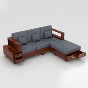 Zephorin 4 Seater Solid Wood Sofa (Honey Finish)