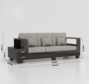 Zephorin 6 Seater Solid Wood Sofa (Walnut Finish)