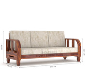 Xenthor 3 Seater Solid Wood Sofa (Honey Finish)