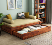 Elthorn Sheesham Wood Storage Divan with Mattress (Honey Finish)