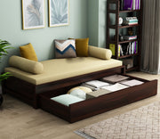 Elthorn Sheesham Wood Storage Divan with Mattress (Walnut Finish)