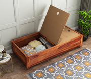 Drestorin Sheesham Wood Storage Divan with Mattress (Honey Finish)