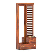 Calvoris Sheesham Wood Dressing Table with Mirror and Drawers (Honey Finish)