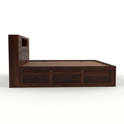 Melvior Sheesham Wood King Size Bed with Box Storage and Diamond Detailing (Walnut Finish)