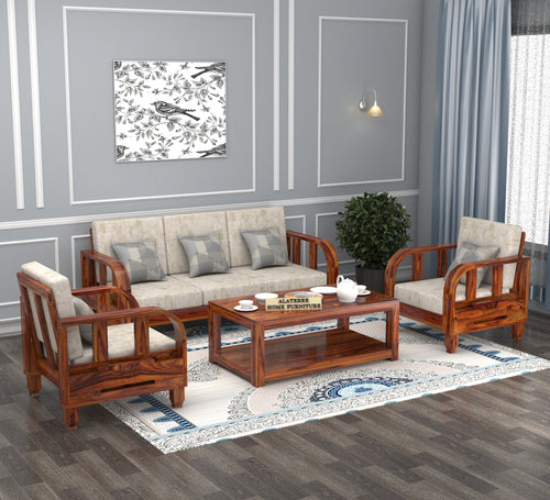 Xenthor 5 Seater Solid Wood Sofa (Honey Finish)