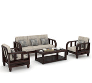 Xenthor 5 Seater Solid Wood Sofa (Walnut Finish)
