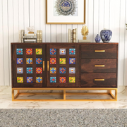 Xenthoris Sheesham Wood Cabinet and Sideboard (Walnut Finish)